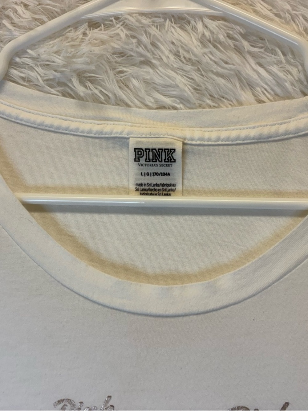 2 PINK Victoria's Secret Sequined White T-Shirts | Size Large 🩶 - Picture 14 of 17